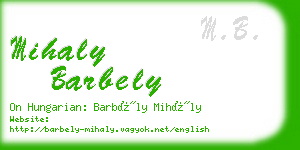 mihaly barbely business card